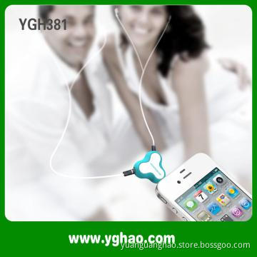 YGH381 earphone splitter , with 3.5mm jack and suction stand ,